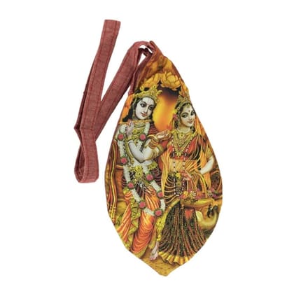 MAYAPURI Original Cotton Radha Krishna Digital Printed Beads Bag/Chanting Bag/Japa Mala Bag/Jholi/Thole with Zip Pocket and Sakshi Mala Counter (Pack of 1)