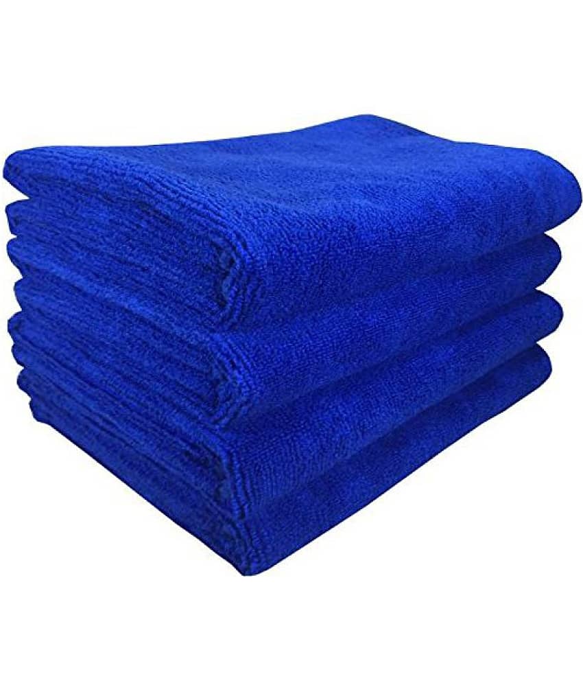 SOFTSPUN Microfiber Cloth 40x60 Cms, 4 Piece Towel Set, 340 GSM (Blue) Multi-Purpose Super Soft Absorbent Cleaning Towels for Home, Kitchen, Car, Cleans & Polishes Everything in Your Home.