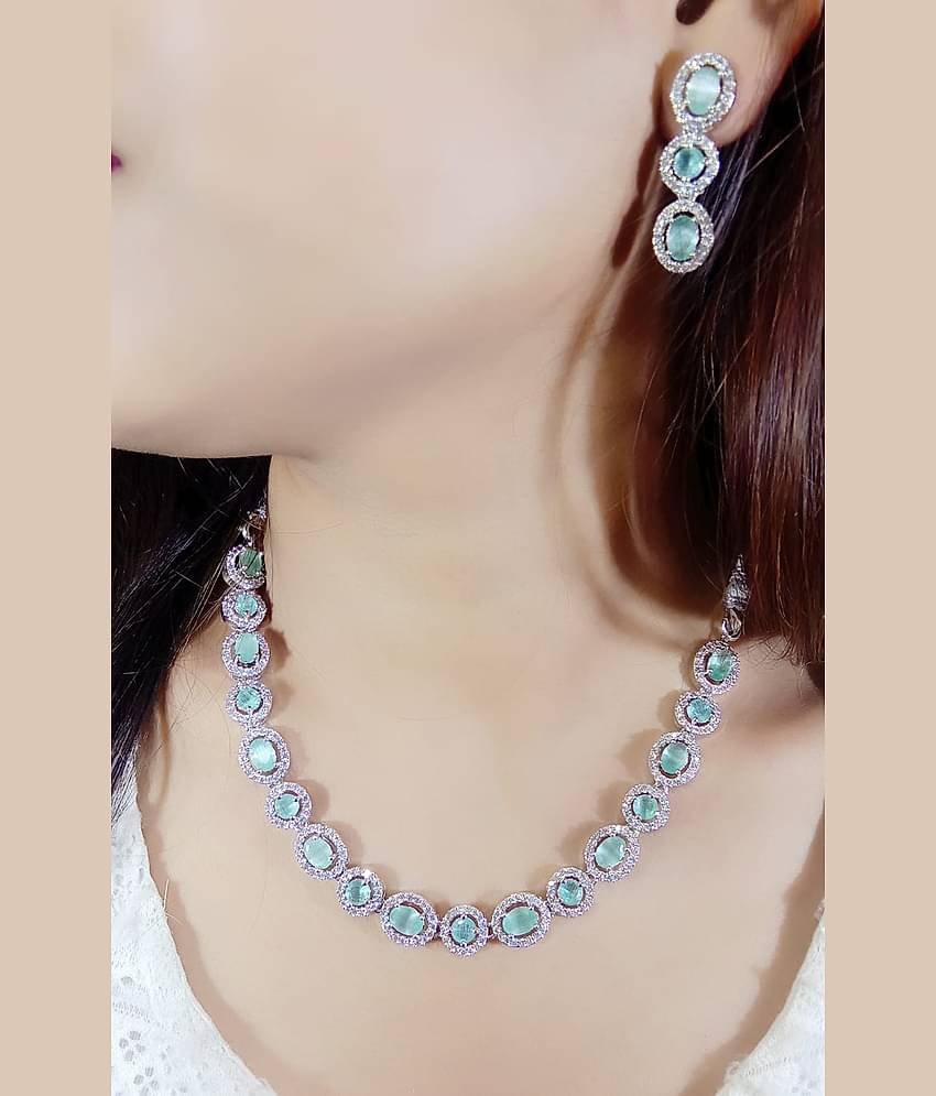 Ladymania Turquoise Alloy Necklace Set ( Pack of 1 )