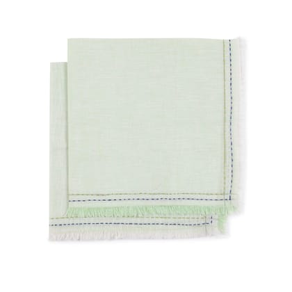 Eyaas Linen Dinner Napkins in Light Green  Set of 2 (18 x 18 Inches Each)
