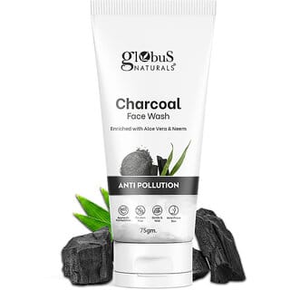 Globus Naturals Anti Pollution Charcoal Face Wash, Enriched with Tea Tree Oil, For Oily & Acne Prone Skin, 75 gm