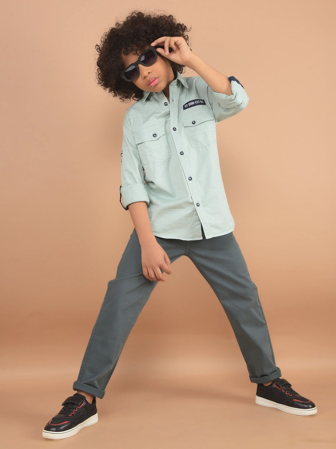 Green Double Pocket Shirt-9-10Y / Green