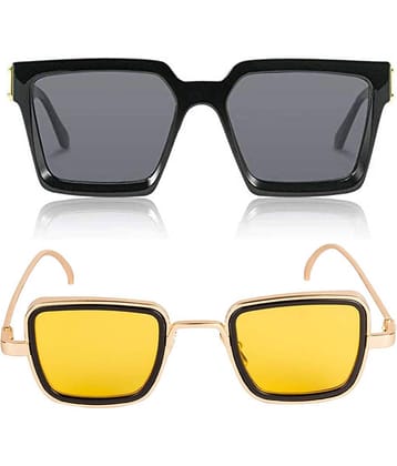 Kanny Devis - Black Rectangular Sunglasses ( Pack of 2 )