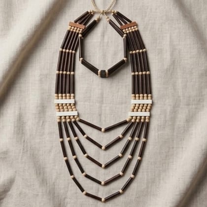 Tribal Wooden Chevron Necklace Set Tribal Wooden Chevron Necklace Set