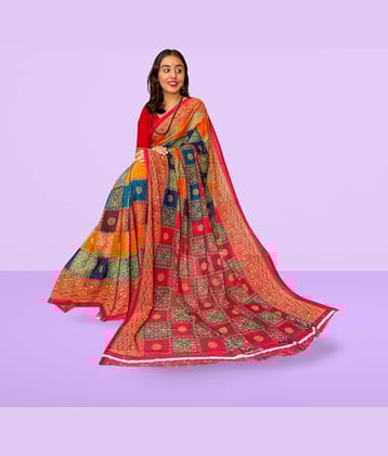 LEELAVATI Georgette Printed Regular Saree With Unstitched Blouse Piece ( Multicolor )