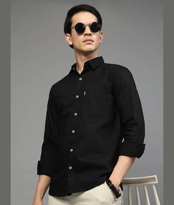 MAJESTIC MAN 100% Cotton Slim Fit Solids Full Sleeves Men's Casual Shirt - Black ( Pack of 1 )