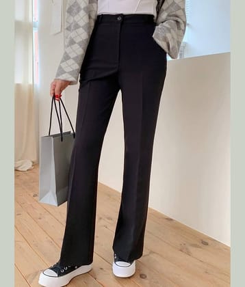 Broadstar Pack of 1 Polyester Straight Women's Casual Pants ( Black )