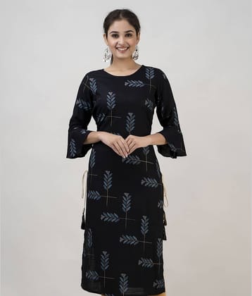 MAUKA - Black Rayon Women's Straight Kurti ( Pack of 1 )