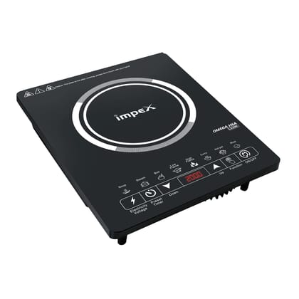 Impex 2000 Watt Induction Cooktop With Full Touch Control And 8 Cooking Modes|Overheat Protection With 24 Hr Preset Timer|Crystalline Glass Top Material|4 Digit Led Display|1 Year Warranty,Black Impex 2000 Watt Induction Cooktop With Full Touch Control A