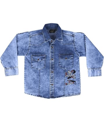 Cremlin Clothing Pack of 1 Boys 100% Cotton Full Sleeves Shirt ( Blue )