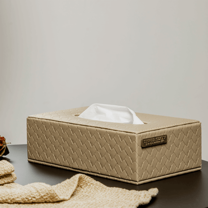 Entwine Beige Tissue Box-Beige