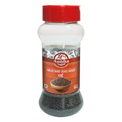 Ambika Mustard Seed (Rai) 100gm | Natural Whole Black Mustard Seed, Black Sarso Seed, Sortex Cleaned, Hand Picked & Hygienically Packed, Free From Artificial Colour & Flavour (Bottle)