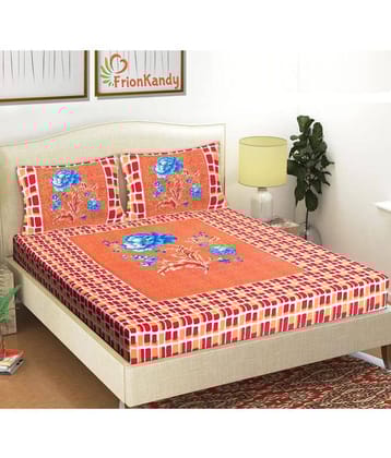 FrionKandy Living Cotton Double Bedsheet ( Red )