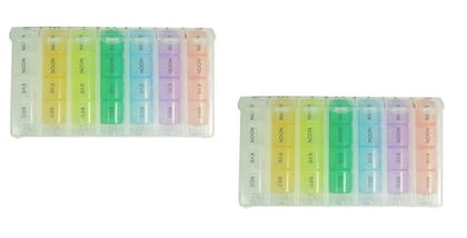 Ezyfit Pill Organizer 7 Days Weekly Tablet Medicine Storage Organizer Box - Pack of 2