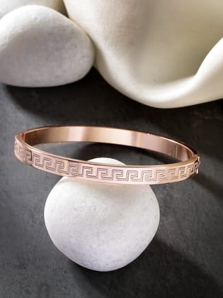 NVR Men Rose Gold Stainless Steel Kada Bracelet-Rose gold / Male / Adults