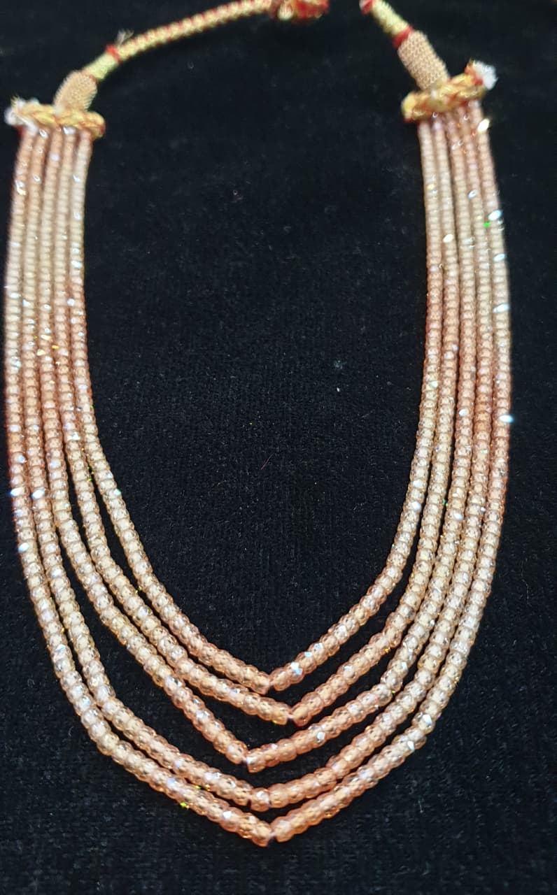 Semi precious stone 5layered 4mm stone necklace..