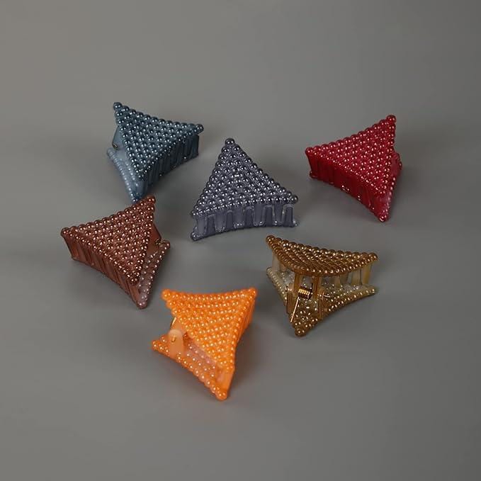 Women Red  Orange Set of 6 Claw Clip