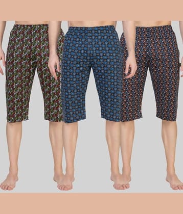 Zeffit - Multi Cotton Men's Three-Fourths ( Pack of 3 )