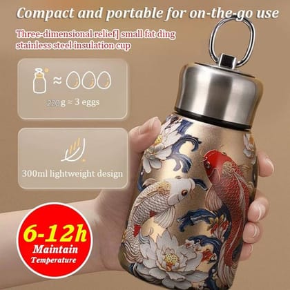 Traditional Chinese Art Insulated Stainless Steel Water Bottle with Koi and Peony Print | Four-Layer Temperature Locking Structure | Daily Hydration & Travel Traditional Chinese Art Insulated Stainless Steel Water Bottle with Koi and Peony Print | Four-Layer Temperature Locking Structure | Daily Hydration & Travel