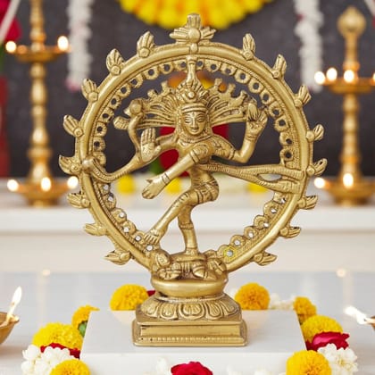 Brass Showpiece Nataraja, Natraja God Idol Statue, Height : 6.5 Inch (BSMAS1069 B)