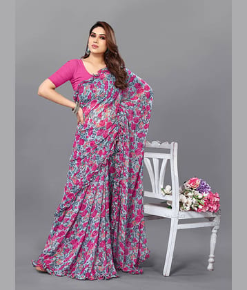 SARIK  FASHION Chiffon Printed Regular Saree With Unstitched Blouse Piece ( Multicolor )