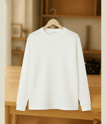 Try This Men Cotton Blend Regular Fit Solid T-Shirt ( White )