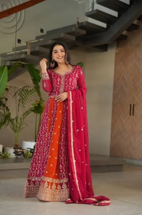 Beautiful Party Wear Gown Duppata Outfits Set Beautiful Party Wear Gown Duppata Outfits Set