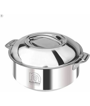 Nanonine Hot Chef Double Wall Insulated Hot Pot Stainless Steel Casserole With Steel Lid, 2.85 L, 1 Pc