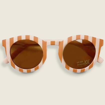 Beach Baby Sunglasses- Fun, Protective Shades for Trendy Tots-Candy Stripe (Rust Red & White Striped)