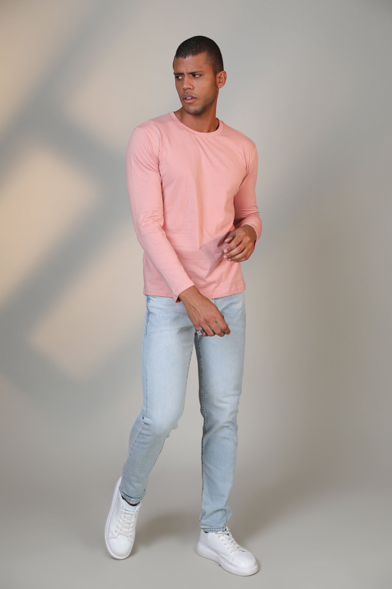 Pastel Pink - Full sleeve t-shirt-XS