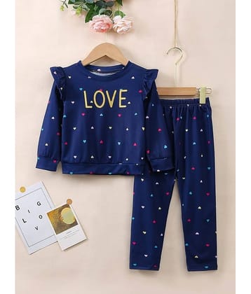 Billyball Pack of 1 Girls Cotton T-shirt & Pants ( Navy Blue )