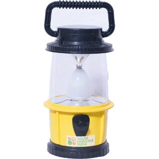 SOLAR UNIVERSE INDIA Solar LED Lamp cum Lantern with 360 degrees white LED lighting, Big Body with Plastic Handle, inbuilt battery & solar panel - 6 Modes 4 hrs Lantern Emergency Light