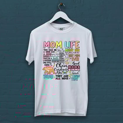 Mom Life T Shirt-White / S