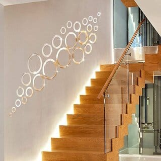 Grahak Trend Rings and Dots (Pack of 30) Silver 3D Acrylic wall Sticker.