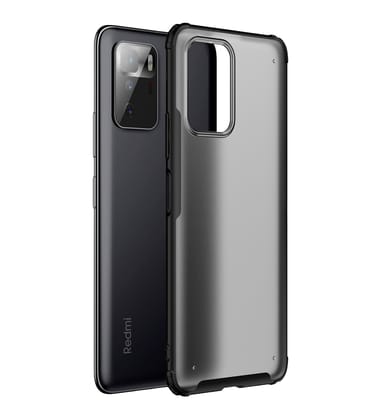Rugged Frosted Semi Transparent PC Shock Proof Slim Back Cover for Poco X3 GT, 6.6 inch, Black