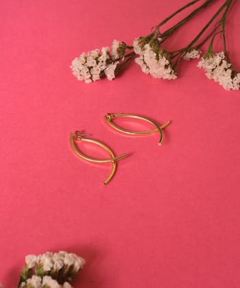 Pack Of 2 Gold Plated Designer Drop Earring-Earrings / Gold / Hoop Earrings