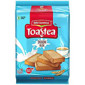 Britannia Toastea Milk/Doodh Rusk - Crunchy, Zero Trans Fat, Ready To Eat, 182 g