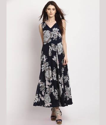 Rare Women Polyester Fit & Flare Dress ( Blue )