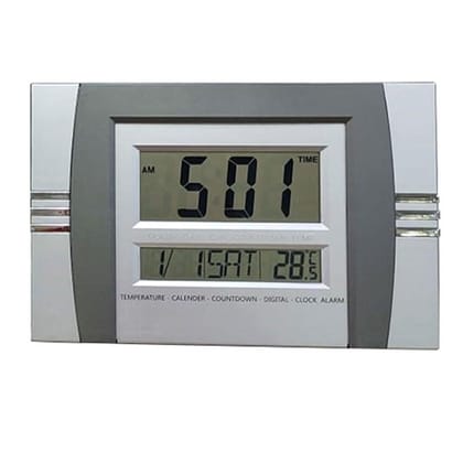 DESCO Digital Alarm Clock Table Cum Wall Office Clock with Date Time Temperature