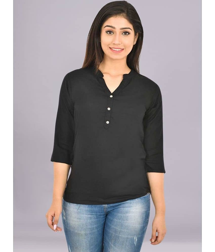 FABISHO Women Solid Rayon Shirt ( Black )