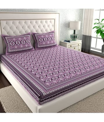 Cosito Cotton 1 Double Bedsheet with 2 Pillow Covers ( Purple )