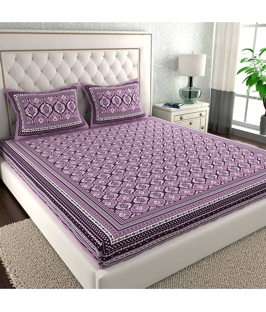 Cosito Cotton 1 Double Bedsheet with 2 Pillow Covers ( Purple )