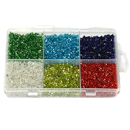 10 Pcs, 2 Cut Silver Line Glass Seed Beads DIY Kit for Jewellery Making, Beading, Embroidery and Art and Crafts, Size 11/0 (2mm)-MultiColor