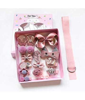 FOK Set of 18 Pieces Fancy Headwear Acessories For Baby Girls/Toddlers - Pink