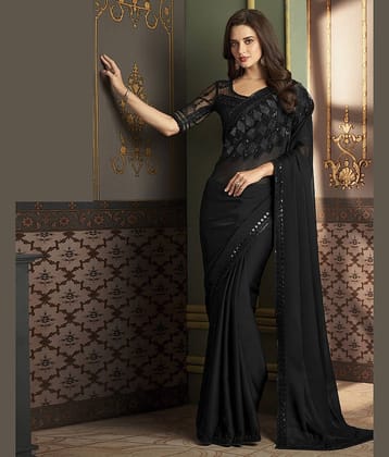 Samah Chiffon Printed Saree With Unstitched Blouse Piece ( Red )