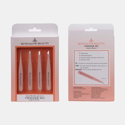 BUNGALOW BEAUTY 4 Pcs Precision Multifunction Tweezers Set, Precision for Eyebrows, Splinter & Ingrown Hair Removal - California Proposition 65 listed - Lead free | Cadmium Free | Phthalates Free BUNGALOW BEAUTY 4 Pcs Precision Multifunction Tweezers Set, Precision for Eyebrows, Splinter & Ingrown Hair Removal - California Proposition 65 listed - Lead free | Cadmium Free | Phthalates Free