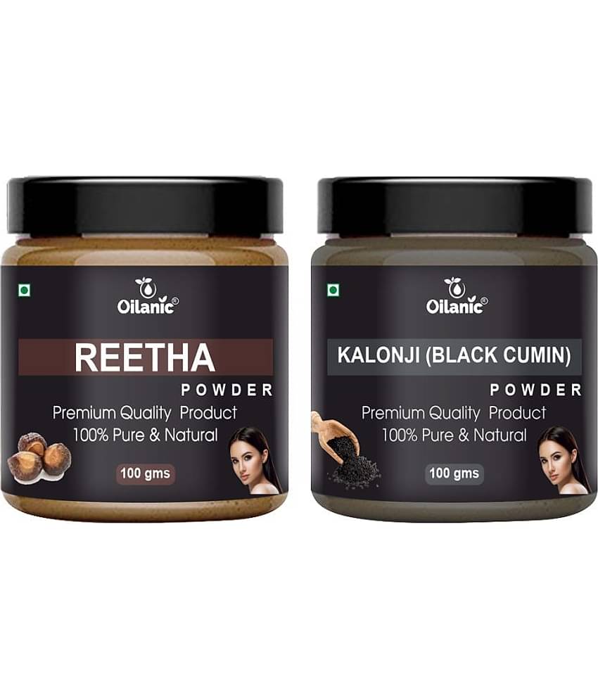 Oilanic 100% Pure Reetha Powder & Kalonji Powder For Skincare Hair Mask 200 g Pack of 2