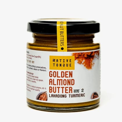 Native Tongue Golden Almond Butter with Lakadong Turmeric - 200g of Rich, Wholesome, and Nutrient-Packed Spread Made with Premium Almonds and High-Curcumin Lakadong Turmeric