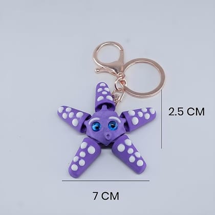 Vinglits Aqua Squad 3D Printed Keychains – Articulated Animal Toys, Pocket-Friendly Keyrings, Stress Relief Desk Toys for Kids & Adults, Collectible Accessories (Starfish - Tara)