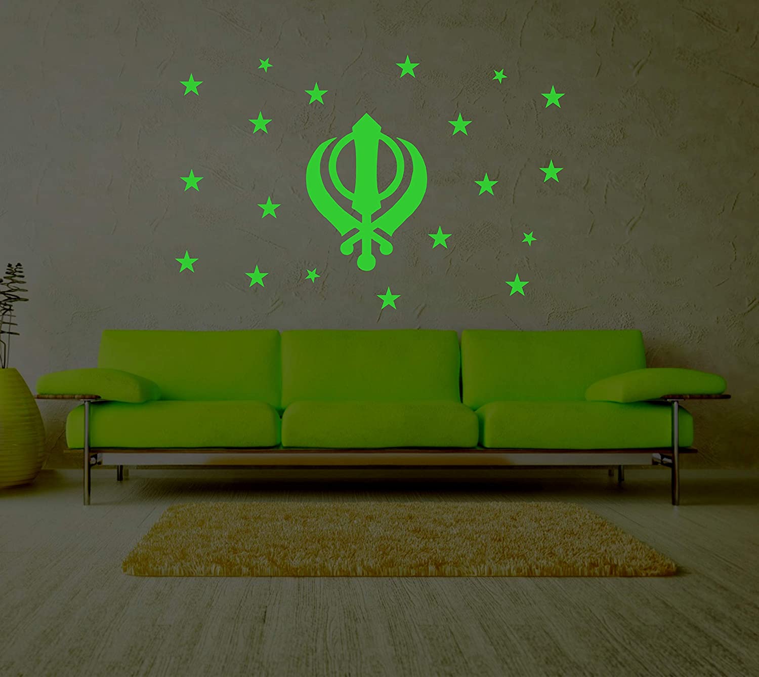 DreamKraft Glow in The Dark Kids Room Decor Radium Sticker (Green 25 cm X 20 cm)